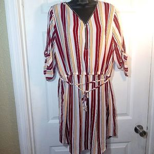 Ups and Downs Striped Quarter Sleeve Dress Sz 2x